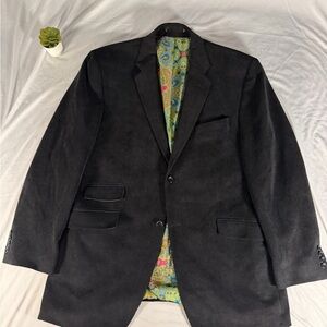 Franco Tassi Men’s Black Corduroy Blazer Sport Coat Size 44L Multicolor Paisley